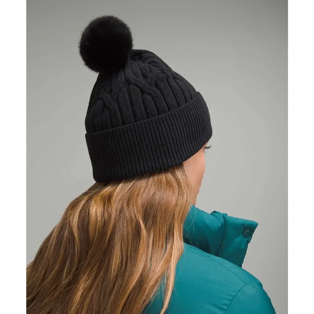 Lululemon Cable Knit Pom Beanie Black NWT | Retail $58